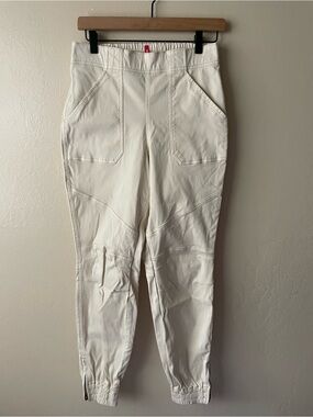 Spanx ivory Utility Stretch ankle zip pull on Jogger Pants